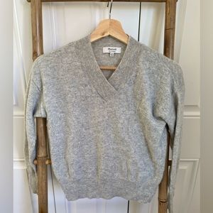 Madewell Cashmere v-neck Pullover Sweater Grey